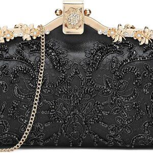 1920s Vintage Clutch Purse Beaded Evening Bag for Women Formal Bridal Sequin Han